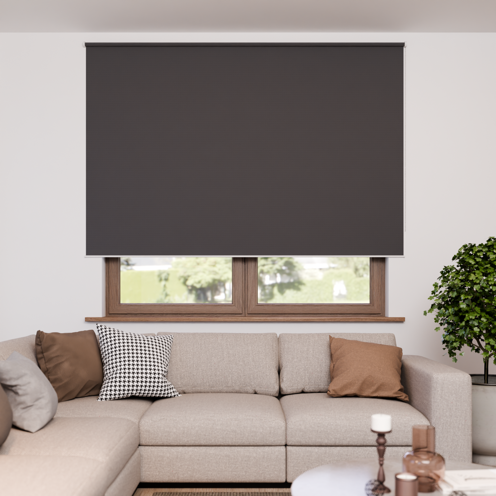 Jaloustore Verdunkelungsrollo mit Striee-Effekt, Rückseite weiss Grau - Bild 4