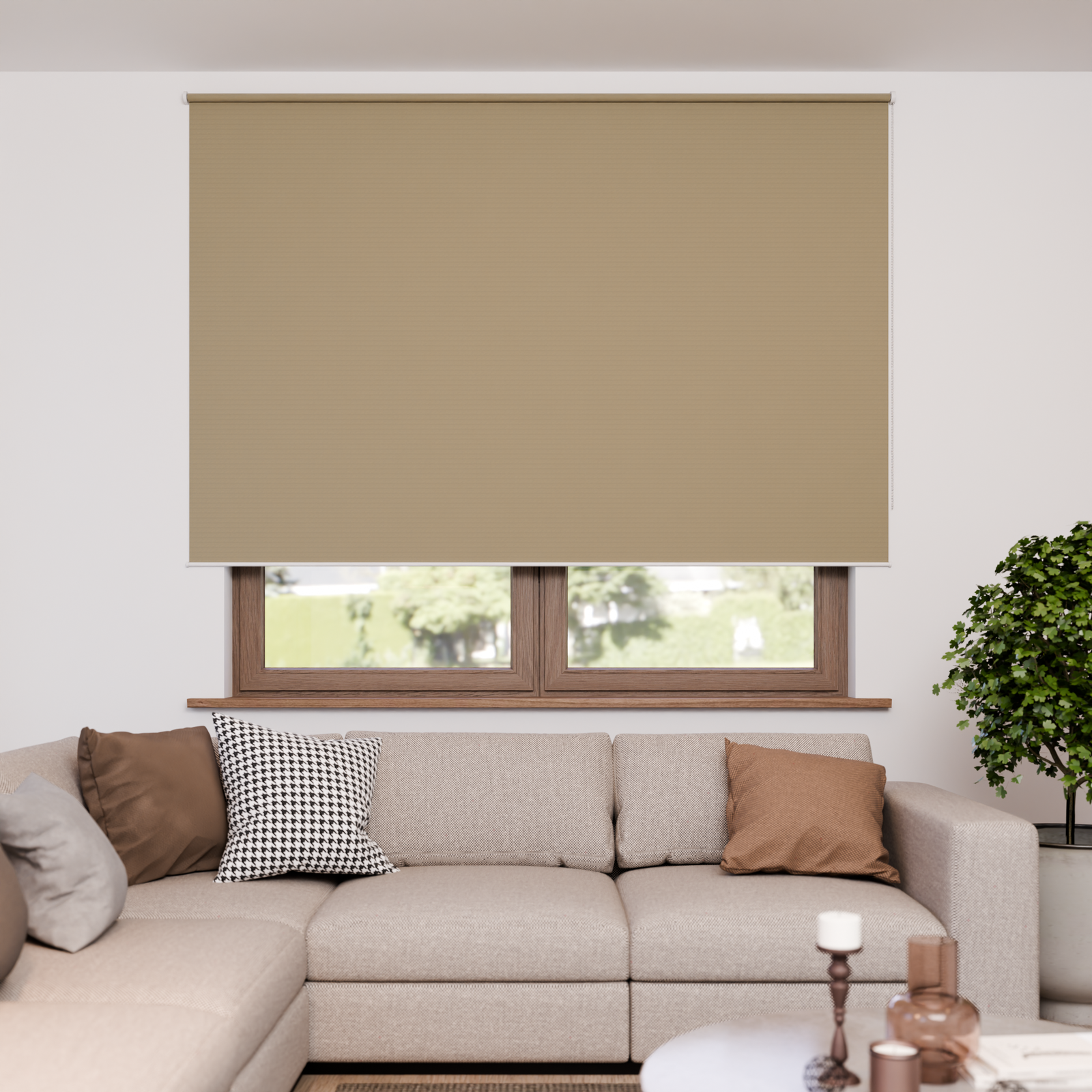 Jaloustore Verdunkelungsrollo mit Striee-Effekt, Rückseite weiss Beige-Grau - Bild 1