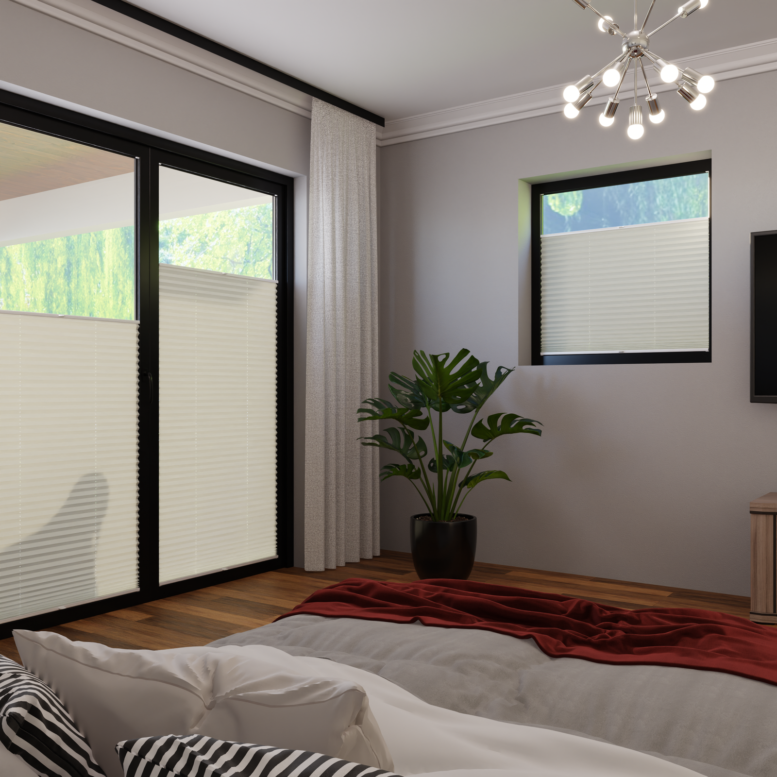 Jaloustore COSIFLOR® Plissee Helsinki Grauweiß - Bild 1